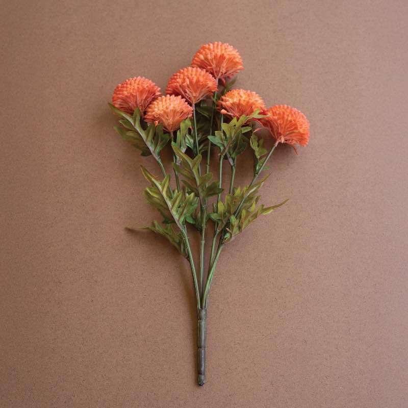 Set of 3 Artificial Orange Ball Dahlias Bundle of 7